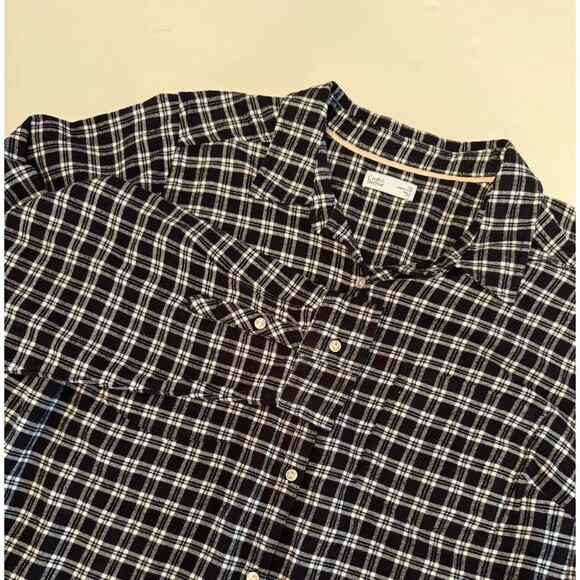 Croft & Barrow Womens Plus Sz 2X Flannel Black & White Button Down Shirt Top New - Picture 3 of 8